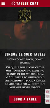 cirquelesoir.com | Cirque le Soir | Exclusive Carnaby Street Club | Strategy Planning, Website Design, Email Marketing, Paid Search London